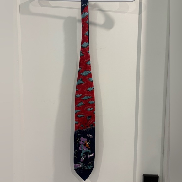 Vintage Looney Tunes Daffy Duck Golf Tie - Red & Navy Cartoon Novelty - Picture 2 of 7